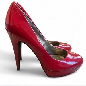 G by Guess Red Patent Platform Stiletto Pumps